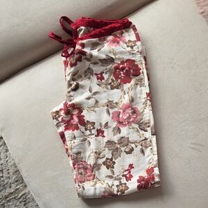 Vintage Abercrombie & Fitch Floral Drawstring Lounge Pants in Red & Cream